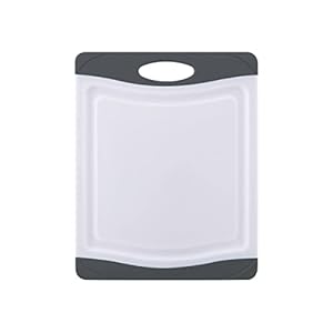 Farberware Nonslip Poly Cutting Board, 8×10-Inch, Gray and White