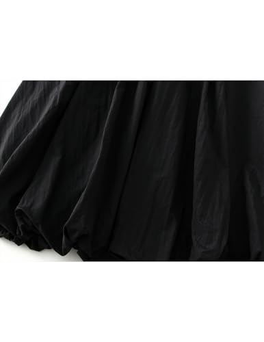 Womens Bubble Long Skirt Elastic Waist A Line Pleated Casual Midi Skirtswith Pocket3