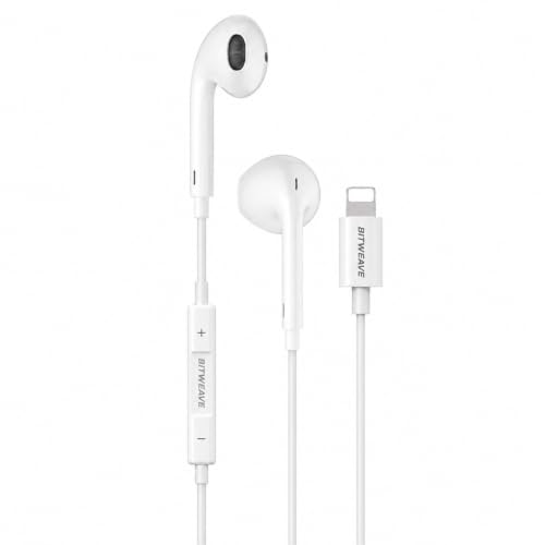 Image of Wired Earphones with Mic for iPhone 14 /13 /12 /11 /X /XS /XR /8 /7 | Stereo Sound Earbuds with Volume Control | Lightng Connector | Compatible with iOS Devices