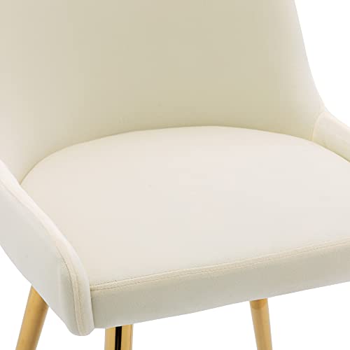 Kmax Velvet Dinning Chairs Mid Century Modern Side Chairs With Golden Legs For Kitchen & Dining Room Guest Room Restaurant, Set Of 4- Cream #TOP5
