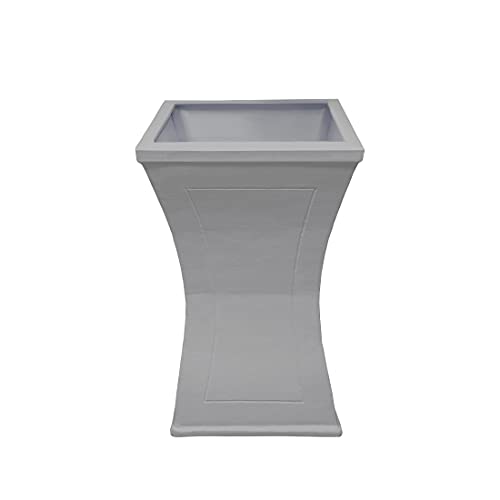 Image of Oakland Living Modern Square Cast Aluminum Metal 40-in Grey Bird Bath and Planter Vase Combo