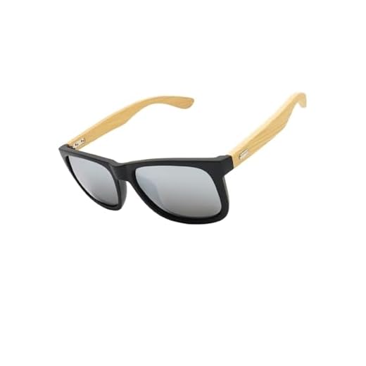 Óculos de Sol Polarizado Quadrado Premium Hastes em Madeira Bambu Vintage UV400 Unissex Feminino Masculino - Modelo Arizona - Cacife Brand (Prata Espelhado)