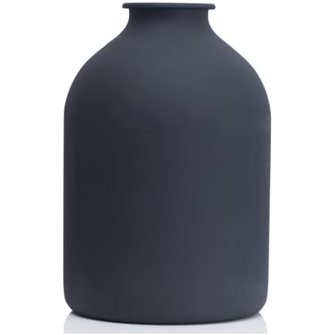 Metal Matte Black Vase 8.7 inch Tall Iron Frosted, Pampas Grass Vase for Centerpieces Minimalist Vase for Home Wedding Boho Décor Cover