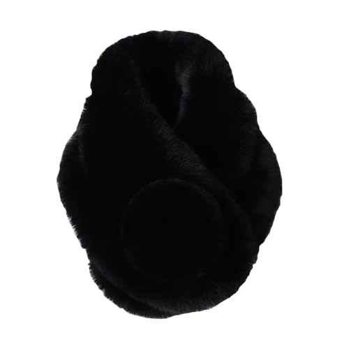 Rex Rabbit Fur Scarf, Fur Neck Scarf with Fuzzy Ball,Women Winter Super Soft Thick Warm Furry Plush Scarf
