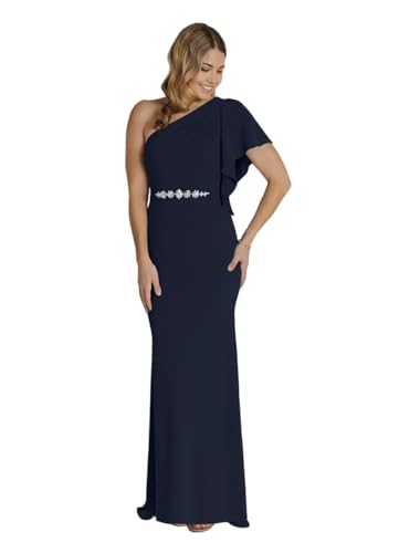 One Shoulder Chiffon Mother of The Bride Dresses with Beads Waist Wedding Guest Dress Mermaid Formal Evening Gown