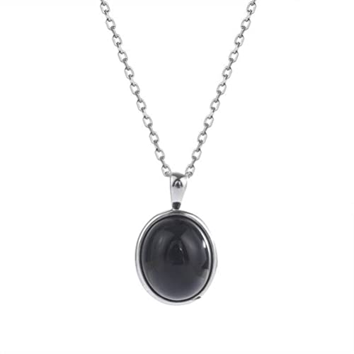 Collier en agate noire S925 anti-allergie pour femme
