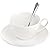 Foraineam Espresso Cups with Saucers and Spoons, 6 oz White Tea Cup Set, Porcelain Coffee Cup and Saucer Set with Stainless Steel Spoon for Specialty Coffee Drinks, Latte, Cafe Mocha and Tea, Set of 6
