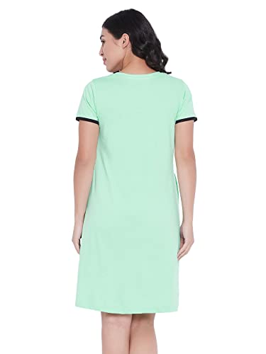 Image of Clovia Women's Cotton Cotton Printed Short Nightdress with Pocket in Yellow
