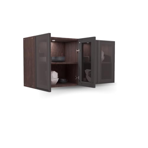 Image of SPECIALITY PANELS Multipurpose Cabinet with Modern Elegance Tinted Glass Wall Cabinet, Space Organizer for Office /Kitchen in (Flowery Wange, 4 Glass Shutter)