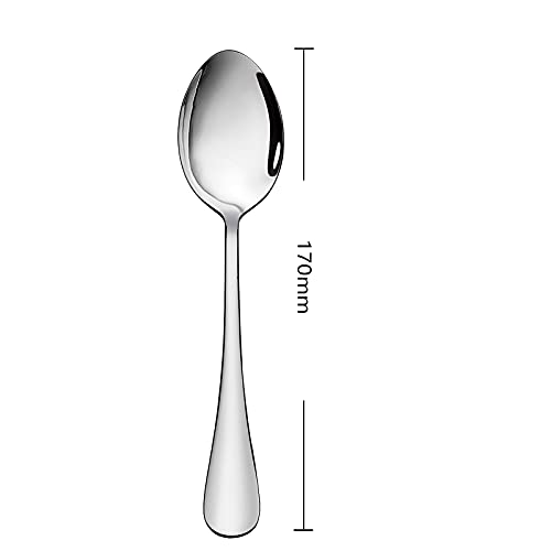 Image of SANTUO 8-Piece Stainless Steel Teaspoons (6.7 Inch) - Long Handle Coffee Spoons for Lattes, Hot Chocolate & Sundaes - Mirror Polished, Dishwasher Safe Cutlery Set