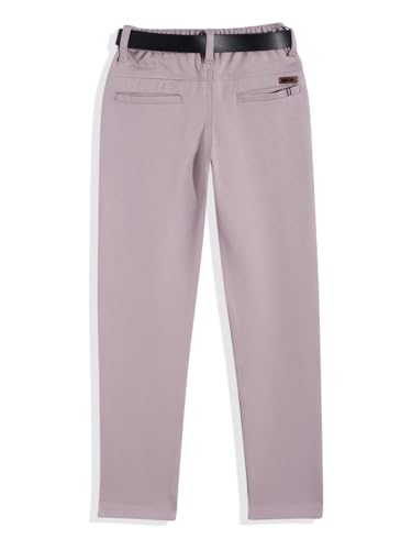 Image of CAVIO Boys Stretchable Solid Regular Fit Trousers with Belt