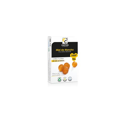 COMPTOIRS ET COMPAGNIES - Billes Fourrées au Miel de Manuka IAA10+ - Idéales pour la Gorge - Boite de 12 Billes Cover