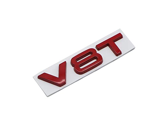 Image of Nameplate Compatible for V8 T Chrome Emblem 3D Trunk Logo Badge Compact Decoration(Red)