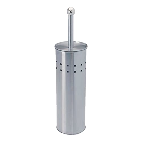 Tradineur - Escobillero con Soporte - Fabricado en Acero Inoxidable - Incluye Tapa Protectora -Soporte para escobilla Elegante y Sencillo - Ø 10 x 27 cm.