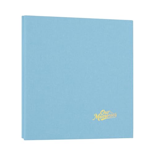 アルバム 写真 大容量 フォトアルバム 40ページ 200枚 粘着タイプ DIY 貼る ミニサイズ L判 KG判 2L判 透明度の高いフィルム はがき収納 ファブリック布地表紙 思い出 フォトアルバム 耐久性(ブルー)