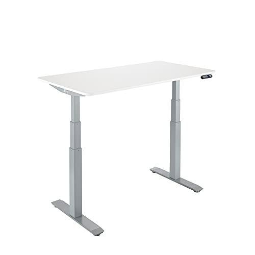 Image of Seville Classics AIRLIFT Pro S3 54 inch Solid-Top Commercial-Grade Electric Adjustable Standing Desk (51.4 inch Max Height) Table - Gray /White