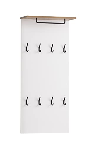 Schildmeyer Jelda Hakenpaneel 154711, matt weiß/Eiche Landhaus Dekor,50 x 19,9 x 110,6 cm