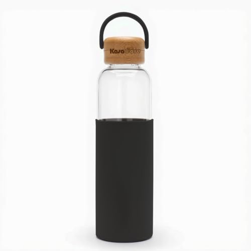 Image of Premium 500ml Borosilicate Glass Water Bottle | Protective Silicone Sleeve & Bamboo Lid | BPA-Free Construction | Leak-Proof Cap | Perfect for Office, Yoga, Travel | Everyday Hydration