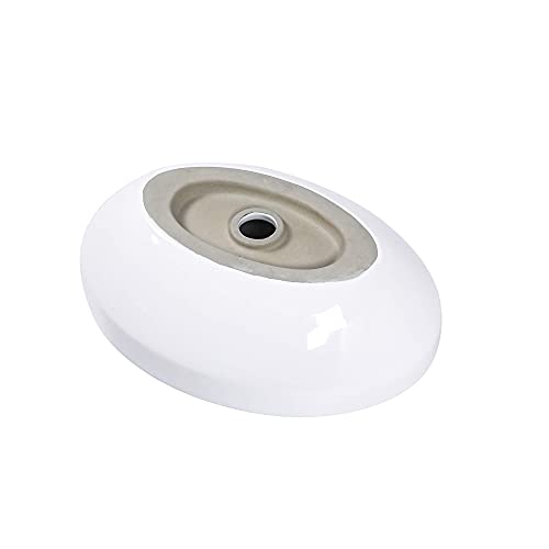 Oval Vessel Sink - Logmey 19"X14" Egg Shape Bathroom Vessel Sink Modern Above Counter White Porcelain Ceramic Bathroom Lavatory Vanity Vessel Sink Art Basin #TOP6