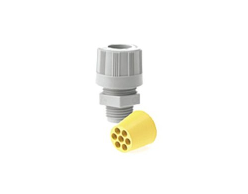 Woodhead 5594-008 Cable Strain Relief Grip, Max-Loc Cord Seal, Specialty Multi-Hole, 1/2" NPT Thread Size, Yellow Grommet Color, 2, 3, 4, 5, 6, or 7 Holes, .187" Cable Diameter