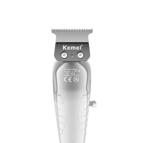 Image of KEMEI 2293 Professional Hair /Beard Trimmer for Men Zero Gapped Hair Clippers for Barber with T Blade, Cordless Rechargeable, Silvery