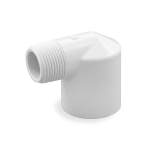 Image of PVC 90 Degree Elbow Pipe Connector - 3 /4 inch MIP Male Pipe Thread x 1 inch Slip Socket