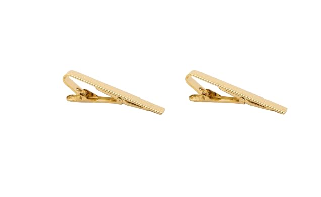Tie Pin Combo Golden Rhodium Plated Premium Brass MenTie Clip with Metallic Finish (Pack of two)…-image-5