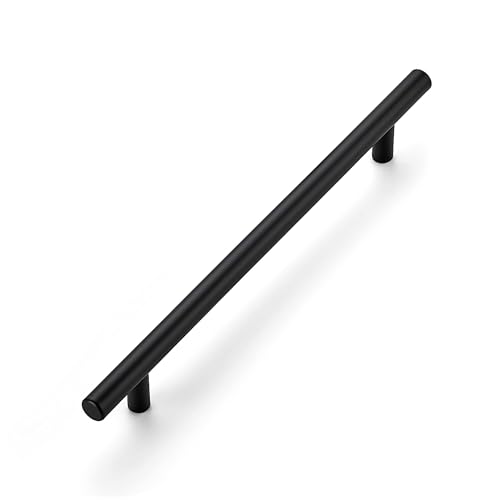 Image of Ravinte Cabinet Pulls,10 inch Length,7-1 /2 inch Hole Center,Matte Black,1 Pack | Kitchen Drawer Pulls, Stainless Steel Feel, Round T-Bar Shape, Cabinet Handles, For Cupboards, Drawers, Dressers, Cabinets