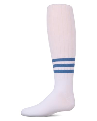 MeMoi Girls Opaque Ribbed Bright-Stripe Cotton-Rich Tights