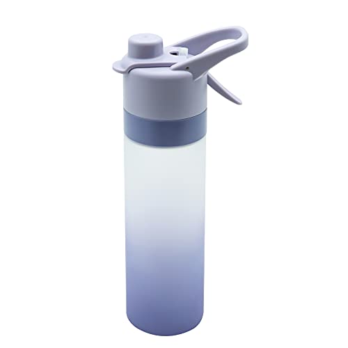 Sports Water Bottle, VEEKI Creative Portable BPA Free Multifunctional Spray Water Cup with Mist Hydration, 1-Click Opens Gradient Color Large Capacity, for Fitness Camping Outdoor in Summer (Purple)