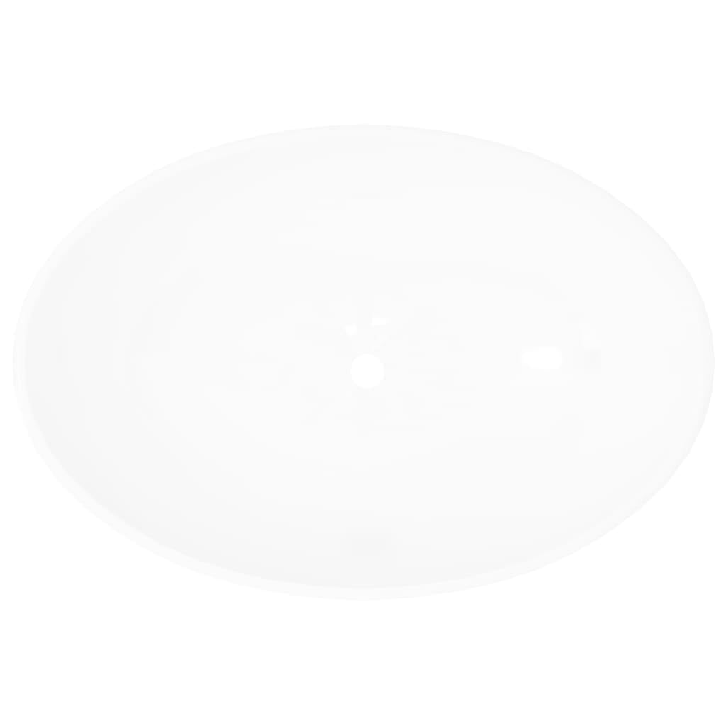 vidaXL Lavabo en Forme Ovale Céramique Blanc Lave-Mains Vasque Salle de Bain