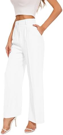 Women Suit Pants Wide Leg Pants High Elastic Waisted in The Back ...
