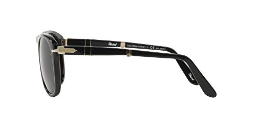 Persol PO0714 Aviator Sunglasses, Black/Crystal Green Polarized, 52 mm