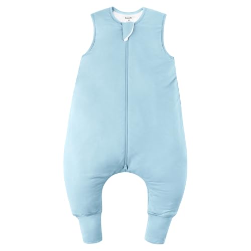 Image of EasyFi Rayon Made From Bamboo Sleep Sack 12-24 Months 0.5 Tog Ultra Soft Summer Toddler Sleep Sack 1t-2t with Feet 2-Way Zipper Lightweight Baby Sleeping Bag with Legs Thin Baby Wearable Blanket-Blue