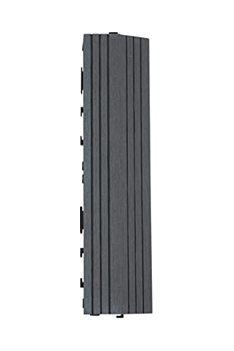 DECKO Grey 1 Piece Composite Wood Plastic Decking Interlocking Straight Edge Tiles with Woodgrain Effect 30cm x 7cm