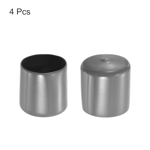 Image of uxcell 4pcs Rubber End Caps 44mm ID Vinyl Round End Cap Cover Screw Thread Protectors Dark Grey, 40mm Height