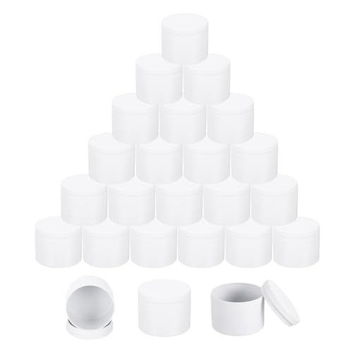 QUARKZMAN 24Pcs 4Oz Boîtes À Bougies, Pots À Bougies Vides Avec Couvercles Pour Faire Des Bougies, Blanc