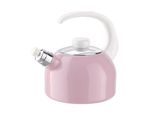 Riess, 0543-117, Flötenkessel Plus 2L, ROSA/BUNT PASTELL, Gewicht 1,21kg, dreifach emailliert, Wasserkessel mit Flötenpfeife, Induktion, Retro, hergestellt in Österreich, LBH 26,2x18,4x21,9cm