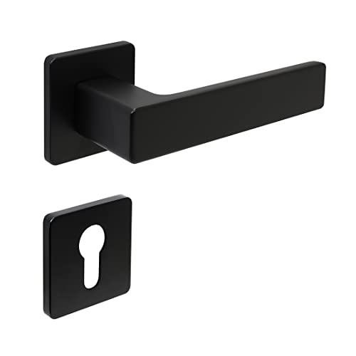 Juego de pomos para cilindro FELGNER Bormio de alta calidad y diseño moderno negro mate 2