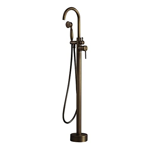 Jiayoujia Freestanding Tub Filler Faucet Single Lever Handle Bathtub Faucet With Handshower Antique Brass #TOP19