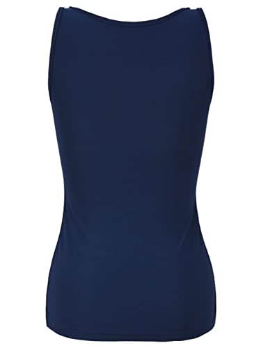 PrettyGuide Women Shimmer Glam Sequin Embellished Sparkle Tank Top Vest Tops L Navy