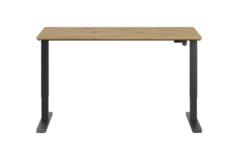 KOBI Flexi - Scrivania elettrica regolabile 138 x 58 cm, in rovere artigianale/nero, altezza regolabile 70-115 cm, pannello LED a memoria, sistema anticollisione