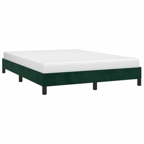 vidaXL Estructura de Cama Matrimonial Somier Tapizado Dormitorio Base Habitación Muebles Mobiliario Cuarto Descanso de Terciopelo Verde 140x190 cm