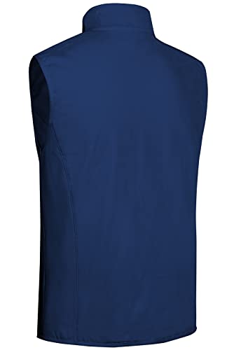 Fit Space Men's Lightweight Vest Softshell Sleeveless Windproof Jacket With Zipper Pocket Cycling Travel Hiking Running Golf (Navy,Large) #TOP1