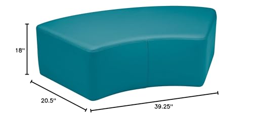 Image of Sprogs 12 inch H Structured S-Curve Stool -Flexible Modular Collaborative Soft Seating for Office, Home, Lounge and School Classrooms with Durable Frame & Set of 6 inch Legs Add-on -Teal