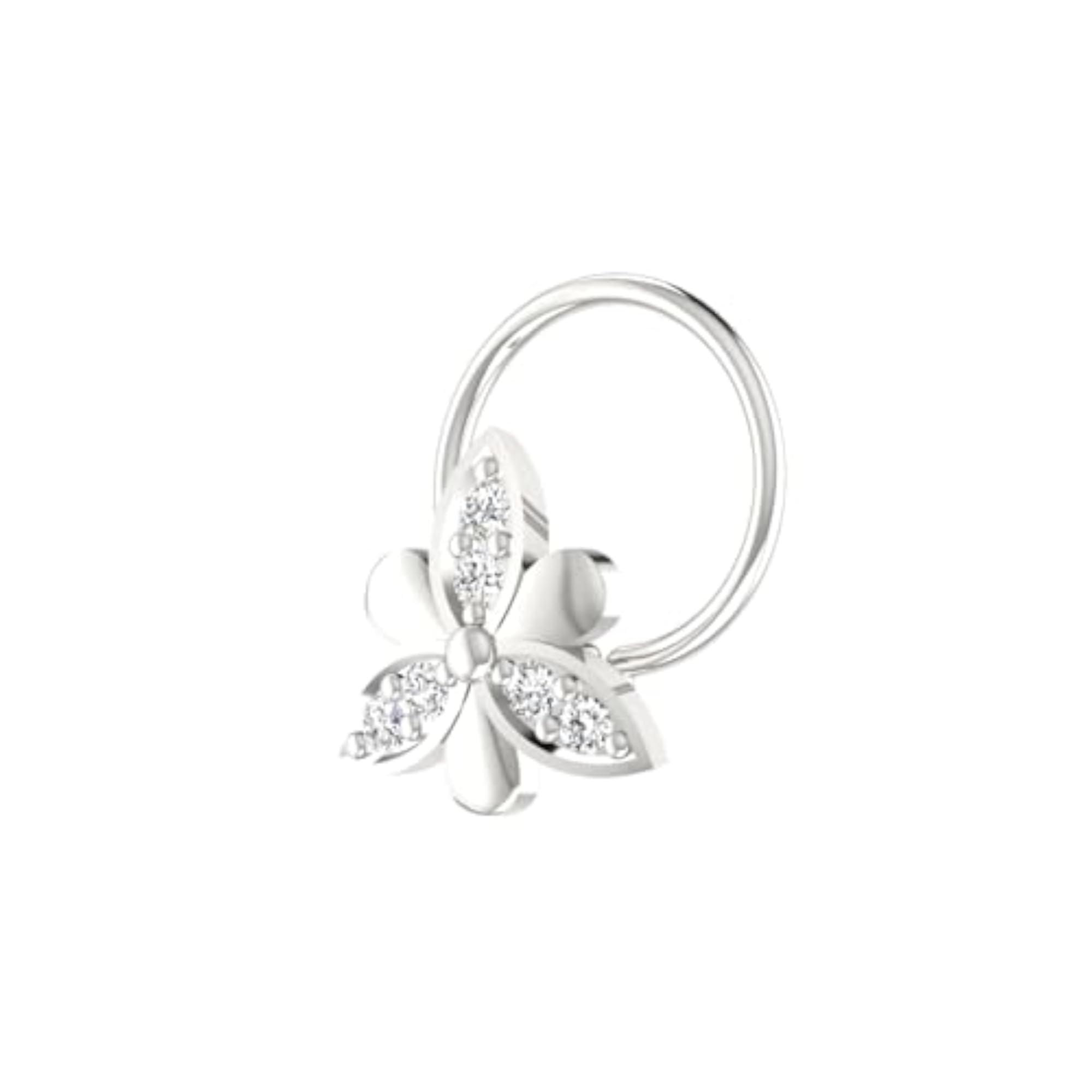 Women's 14Kt White Gold Stud Nosering, Stylish