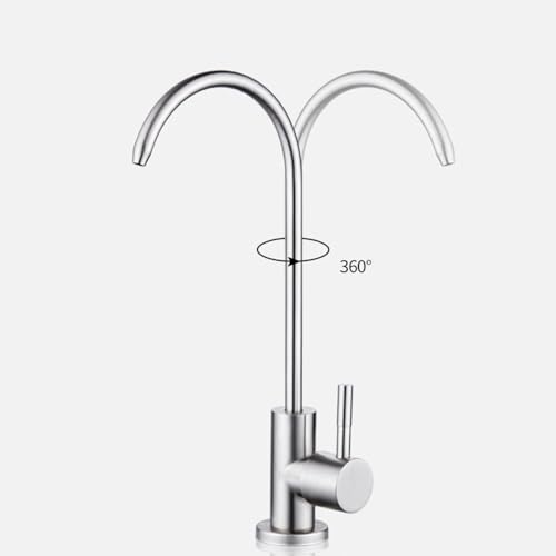 Robinet de cuisine chromé pivotant à 360° avec filtre à eau intégré