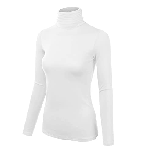 Image of Women Turtleneck Long Sleeve Ribbed Knitted Casual Stretch Top Cotton Slim Fit Mock Turtle Neck Gree Pullover Sweater