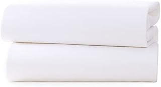 Clair de Lune Cot Fitted Sheets 120 x 60 cm 100% Soft Cotton Jersey (White, Pack of 2)