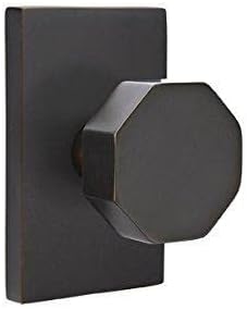 Miniatura 3 de Emtek Juego completo de simulación, roseta rectangular moderna, perilla octágono (negro plano)